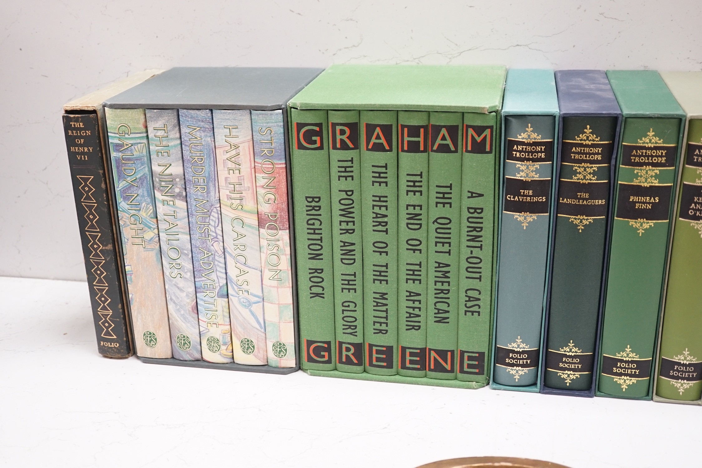 A quantity of Anthony Trollope and Graham Greene novels, together with others